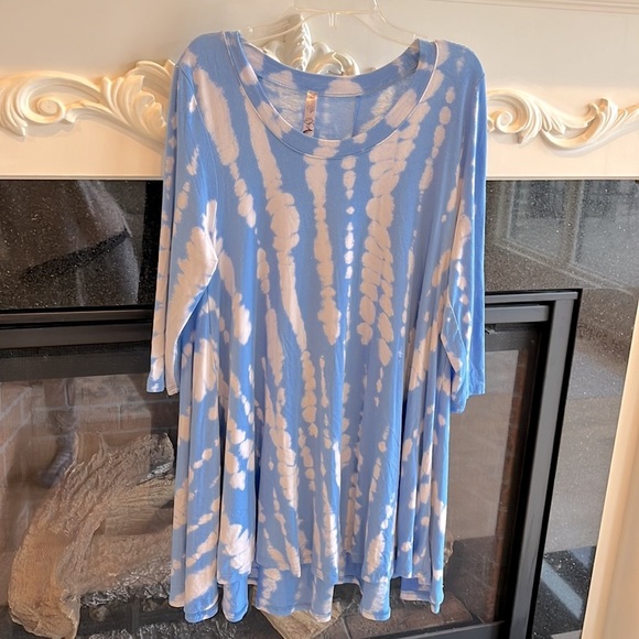 Tie Dye Tunic Dress High Low Flowy Sky Blue Womens Small - Picture 15 of 15